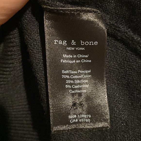 Rag & Bone Knit Evens Polo Shirt Men’s XL Cotton Silk Cashmere Black - Picture 5 of 6